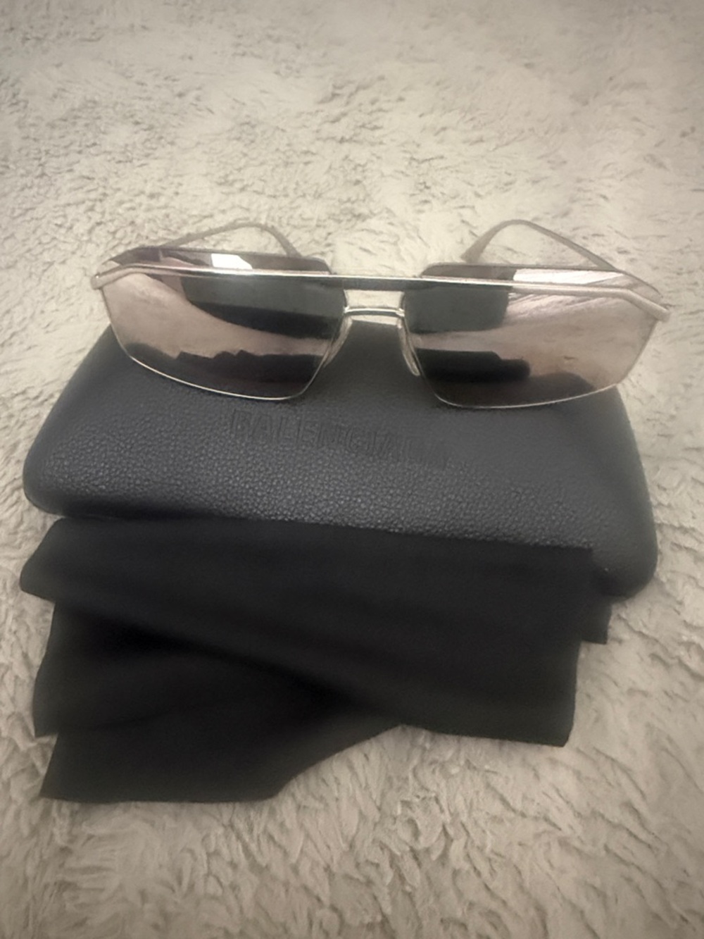 Balenciaga Silver-Tone Frameless Smoke Lens Sunglasses